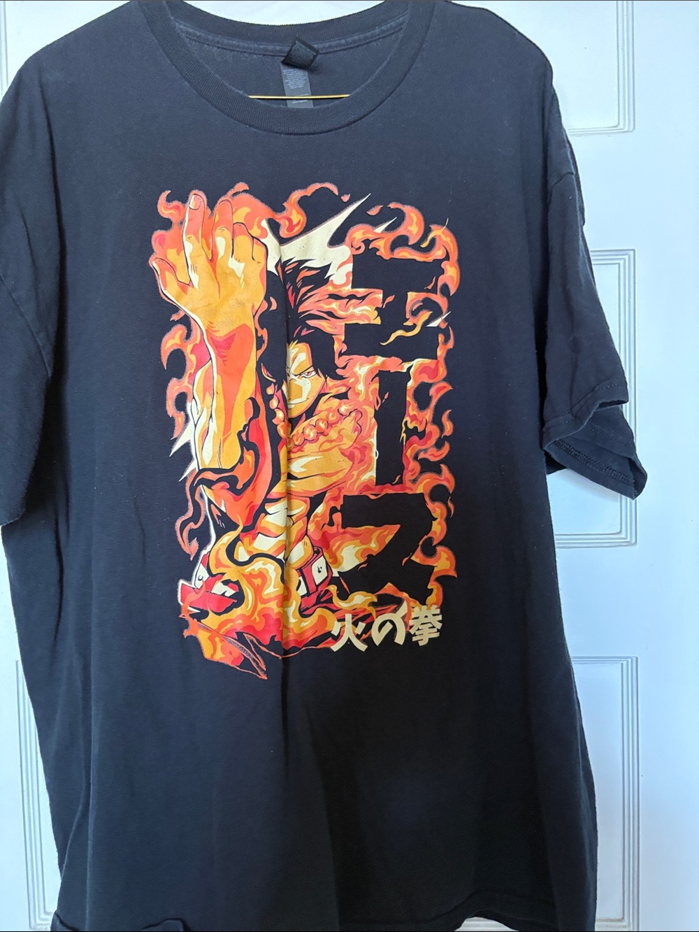 Gildan Heavy Cotton Black Graphic Anime Flame T-Shirt Size 2XL